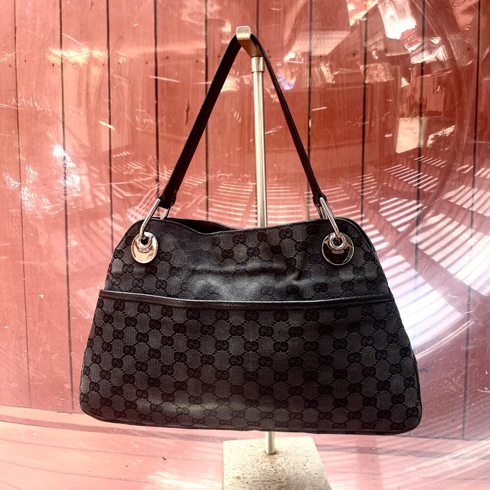 Gucci Eclipse GG Canvas/patent leather Medium Black Tote - Picture 16 of 17